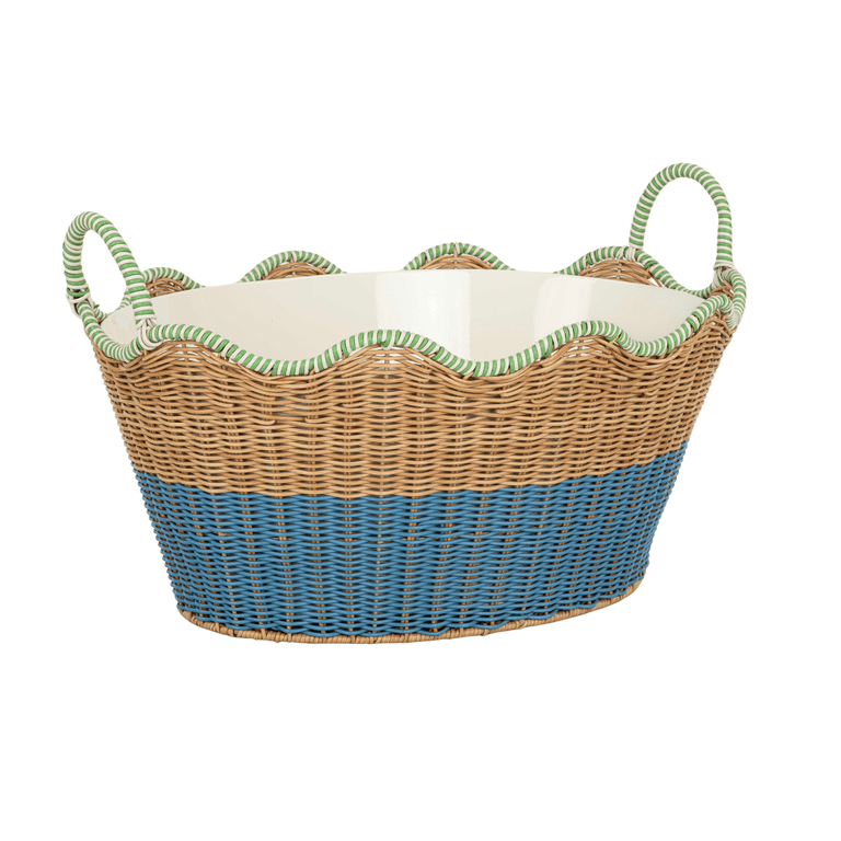 TAMBURINS RATTAN WEAR　BLUE・サンドドーム Beautiful Two-Tone Rattan Drink Basket by Drew Barrymore - Walmart.com