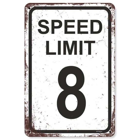 BTFSigns 12"x16" Speed Limit 8 Sign Traffic Road Signs for Boys Race Car Party Decor Funny Metal Aluminum Signs Racing 8th Birthday Decoration Gifts