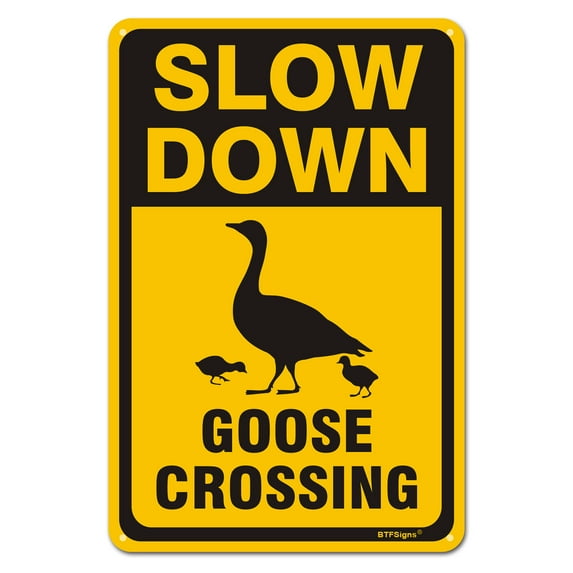BTFSigns 15" x 23" Aluminum Goose Crossing Signs, Slow Down Sign For Yard,Funny Traffic Sign Wall Decor Rust-Resistant, Easy to Install, Ideal for Streets, Driveways, Wall Art and Outdoor Decor