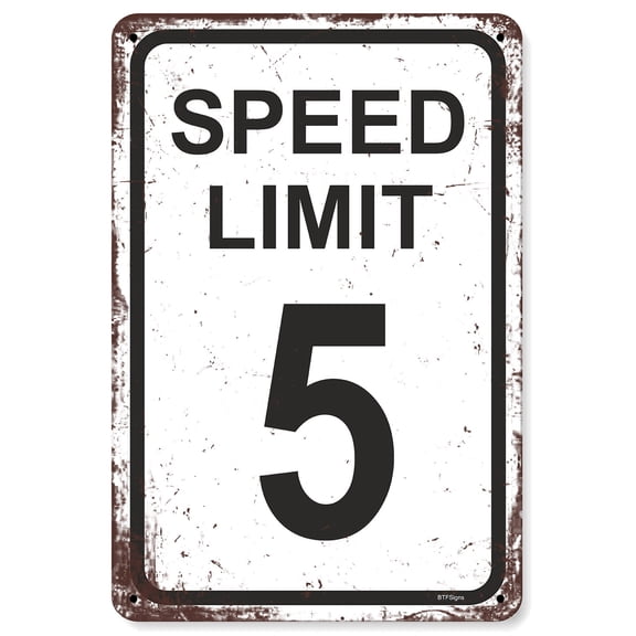BTFSigns 15"x21" Speed Limit 5 Sign Traffic Road Signs for Boys Race Car Party Decor Funny Metal Aluminum Signs Racing 5th Birthday Decoration Gifts