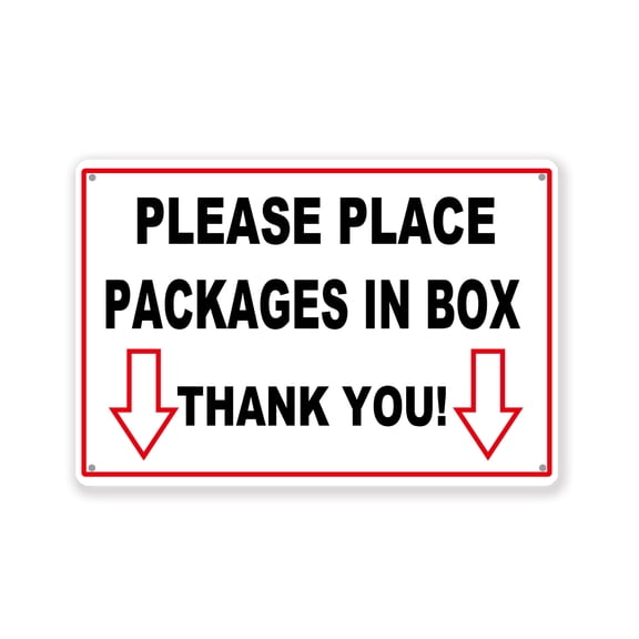 BTFSigns 16x12 inches Aluminum Signs Delivery Sign For Packages,Please Place Packages In Box Metal signs Weatherproof Outdoor Metal Delivery Sign for Front Door,Porch,Yard