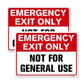 BTFSigns (2 Pack) 8" x 12" Emergency Exit Only Sign Not for General Use Sign No Trespassing Aluminum Sign Red Black