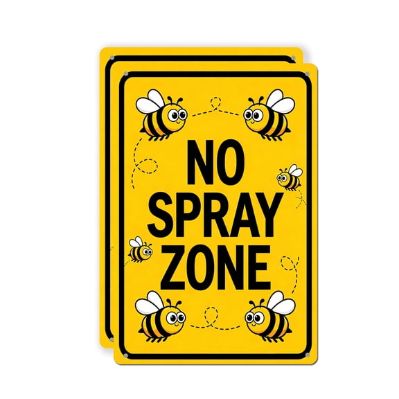 BTFSigns 2 Pack No Spray Zone Honeybees Sign 12"x 16" Rustproof Aluminum Metal, For Bee Farms, Garden, Lawn, Outdoor, Decor, Garden, Yard, Farmhouse,Novelty