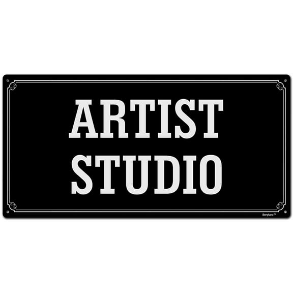 BTFSigns 6 x 12 inch Artist Studio Rust-Free Aluminum Signs for Home Office and Business, Metal Signs for Door Black Rounded Corners, Durable, Long Lasting