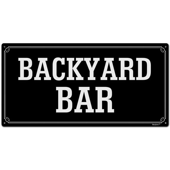 BTFSigns 6 x 12 inch Backyard Bar Rust-Free Aluminum Signs for Home Office and Business, Metal Signs for Door Black Rounded Corners, Durable, Long Lasting