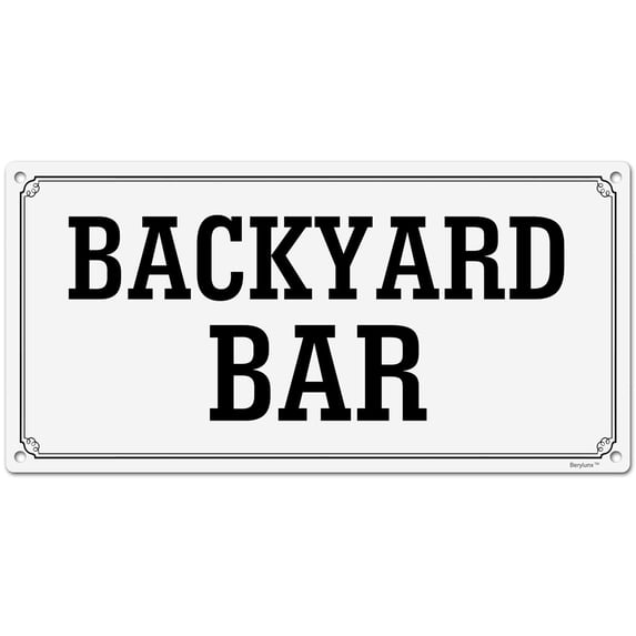 BTFSigns 6 x 12 inch Backyard Bar Rust-Free Aluminum Signs for Home Office and Business, Metal Signs for Door White Rounded Corners, Durable, Long Lasting