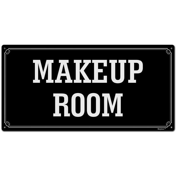 BTFSigns 6 x 12 inch Makeup Room Rust-Free Aluminum Signs for Home Office and Business, Metal Signs for Door Black Rounded Corners, Durable, Long Lasting
