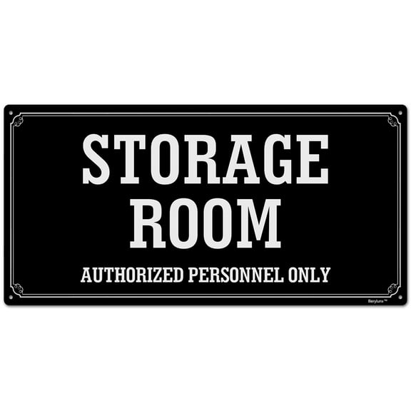 BTFSigns 6 x 12 inch Storage Room Authorized Personnel Only in Rust-Free Aluminum, Metal Signs for Door, Black and White, Rounded Corners, Durable, Long Lasting