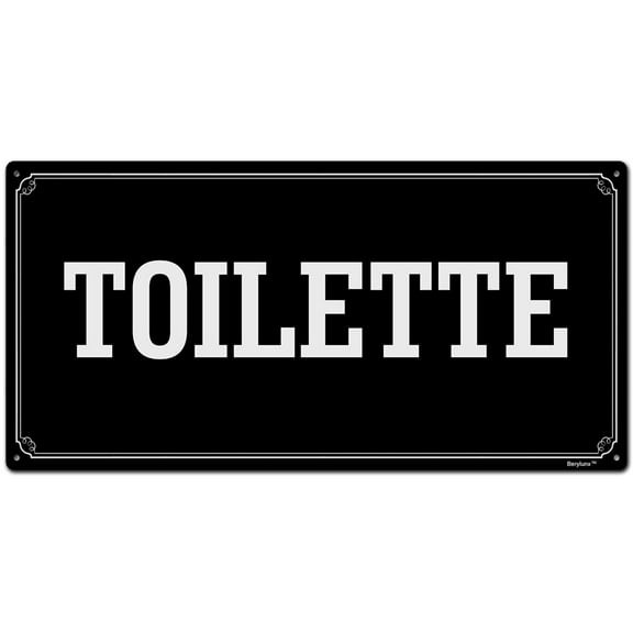 BTFSigns 6 x 12 inch Toilette Bathroom Rust-Free Aluminum Signs for Home Office and Business, Metal Signs for Door Black Rounded Corners, Durable, Long Lasting
