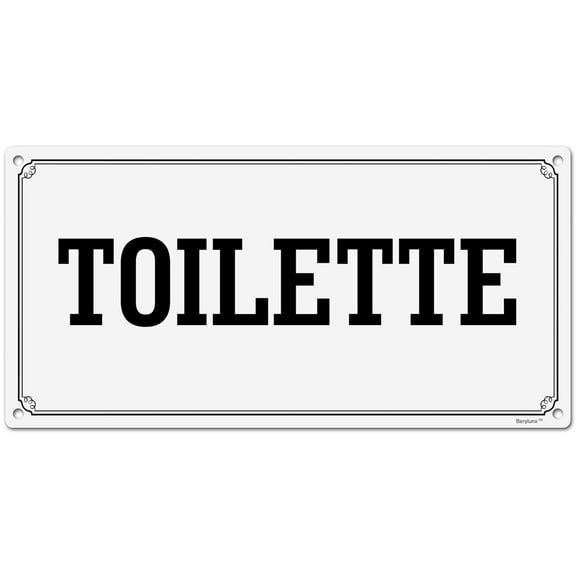 BTFSigns 6 x 12 inch Toilette Bathroom Rust-Free Aluminum Signs for Home Office and Business, Metal Signs for Door White Rounded Corners, Durable, Long Lasting