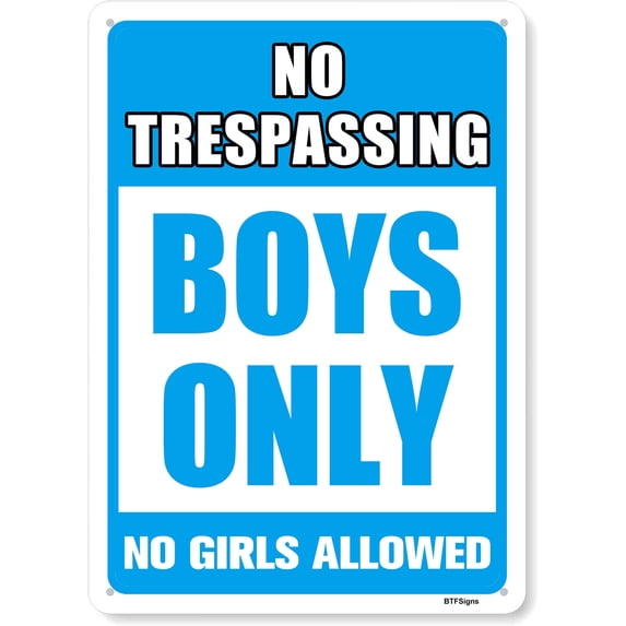 BTFSigns 8" x 12" Boy Cave Sign, Wall Decoration No Trespassing Aluminum Sign High Precision Printing, Water Proof, Girls Only Room Decor, No Girls Allowed for Boys Bedroom