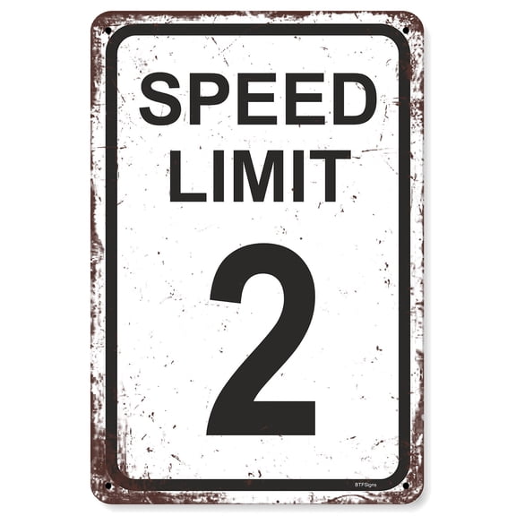 BTFSigns 8"x12" Speed Limit 2 Sign Traffic Road Signs for Boys Race Car Party Decor Funny Metal Aluminum Signs Racing 2nd Birthday Decoration Gifts