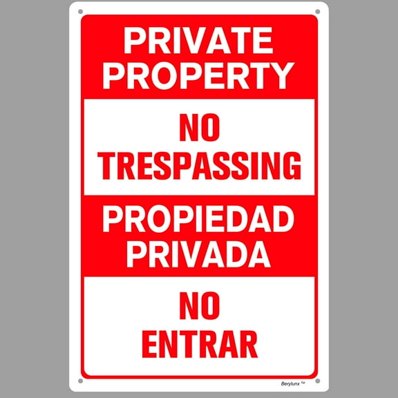 BTFSigns Bilingual 8" x 12" Propiedad Privada No Trespassing Private Property Warning Sign