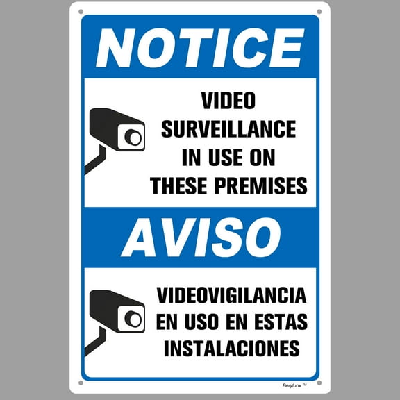 BTFSigns Bilingual 8" x 12" Warning Sign Video Surveillance in Use On These Premises Notice Signs