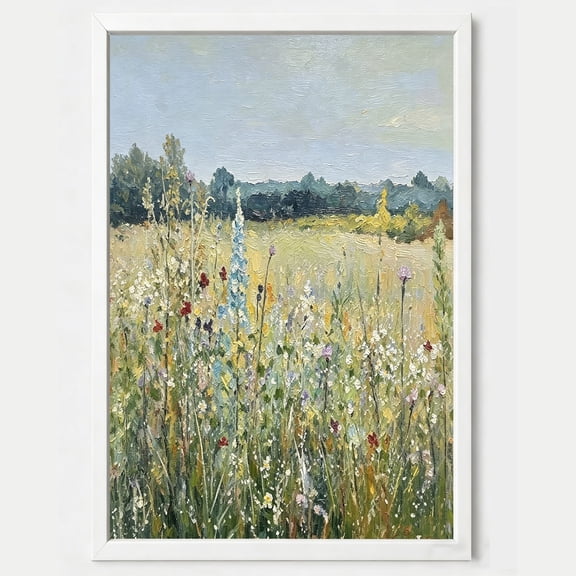 BTFSigns Canvas Wood Framed Vintage Wall Art Classical French Landscape Wildflowers Botanical Painting Canvas Print Kitchen Living Room Bathroom Home Wall Decor 8x12 inches