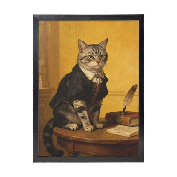 BTFSigns Framed Vintage Canvas Art Wall Decor,American Shorthair Cat Wall Art,Funny Cat Posters Prints for Bathroom Bedroom Living Room Home Office Decor 12" X 16"