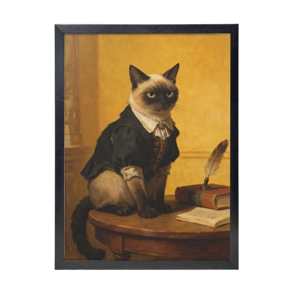 BTFSigns Framed Vintage Canvas Art Wall Decor,Siamese Cat Wall Art,Funny Cat Posters Prints for Bathroom Bedroom Living Room Home Office Decor 8" X 12"