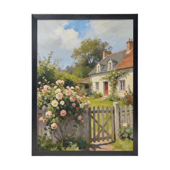 BTFSigns Framed Vintage Canvas Wall Art Camellias,Rural scenery,Quiet courtyard,Landscape Canvas Hanging Prints Wall Decor Retro Moody Oil Nature Picture Bedroom Gifts for Friends 8x12 inches