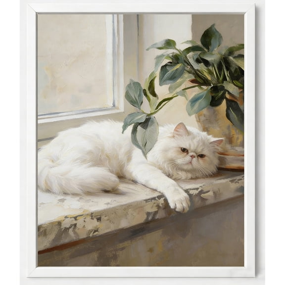 BTFSigns Framed Wall Art for Living Room,Persian Cat Oil Painting Picture,Lazy Cats Canvas Prints Home Decor,Bedroom Wall Decor Gifts for Friends or Family 16x24 Inch