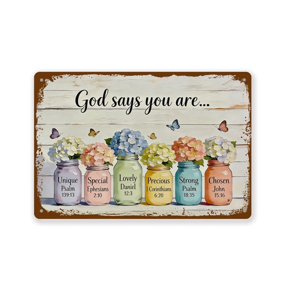 BTFSigns Funny Sign Gifts Metal Signs God Says You Are Poster 8x6 Inch Aluminum Sign Vintage Farm Bar Wall Art Restroom Toilet Home Garden Yard Church Office Wall Decor