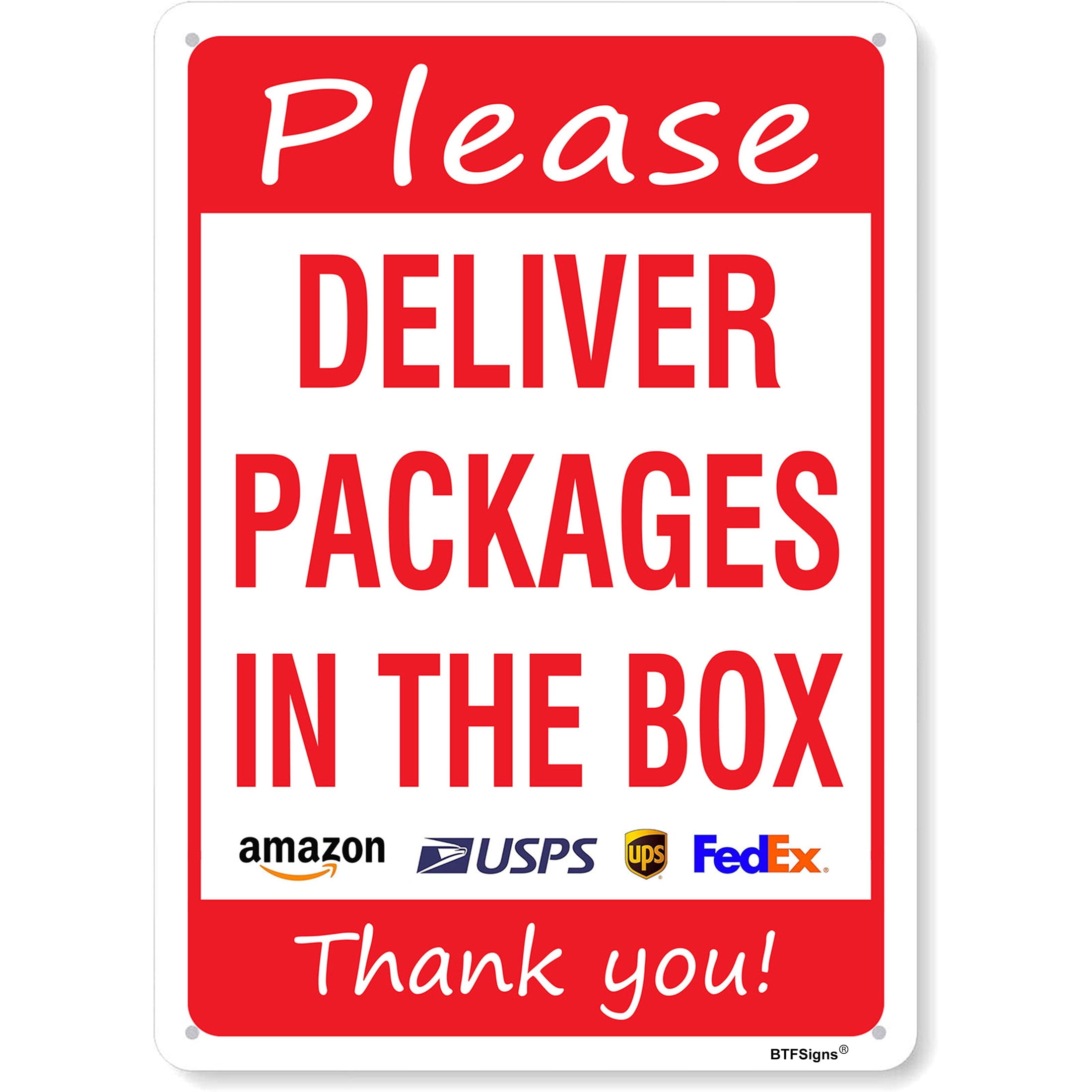 BTFSigns Leave Packages In The Box Delivery Sign - Weatherproof 8"x12 ...