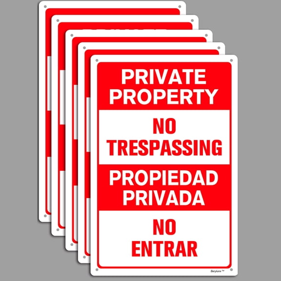 BTFSigns Spanish 5 Pack 12" x 16" Propiedad Privada No Trespassing Private Property Warning Sign