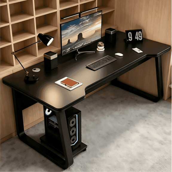 BTFYOU Home Office Computer Desk, Solid Metal Frame Multipurpose Workstation, Easy Assemble Study Writing Table for Laptop & Daily Learning( Black)