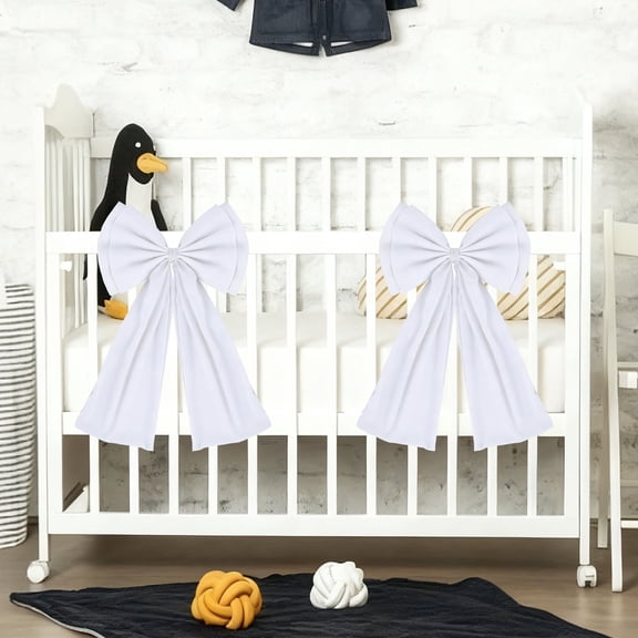 BTIZTLLA 2 Pcs Large white Bow Decorations Big Satin Bows Hanging Wall Decors for Room Fireplace Coquette Birthday Backdrop Bridal Shower Wedding Bachelorette Christmas Valentine's Day Party Supplies