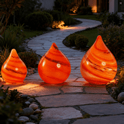 BTIZTLLA Decorative Glass Gaze Ball Set, Sunset Mirror Orbs for Garden, Outdoor Courtyard, Lawn Reflective Art-Sunset Sky Color large size 9.64in