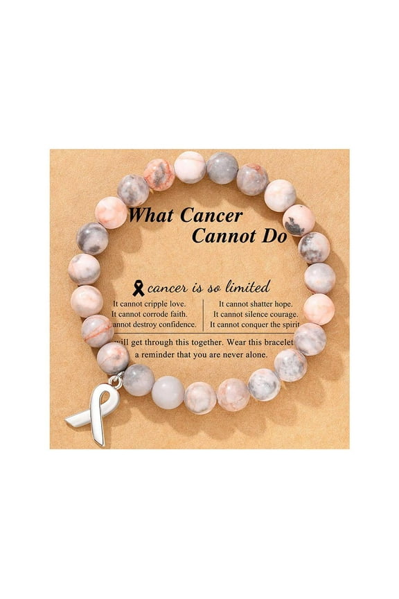 Crazyview Breast Cancer Awareness Natural Crystal Bracelet With Message Valentine's Day Jewellery Gifts Card 2024 P9P0