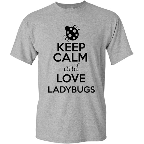 Keep Calm and Love Ladybugs Animal Lover Adult T-Shirt Tee