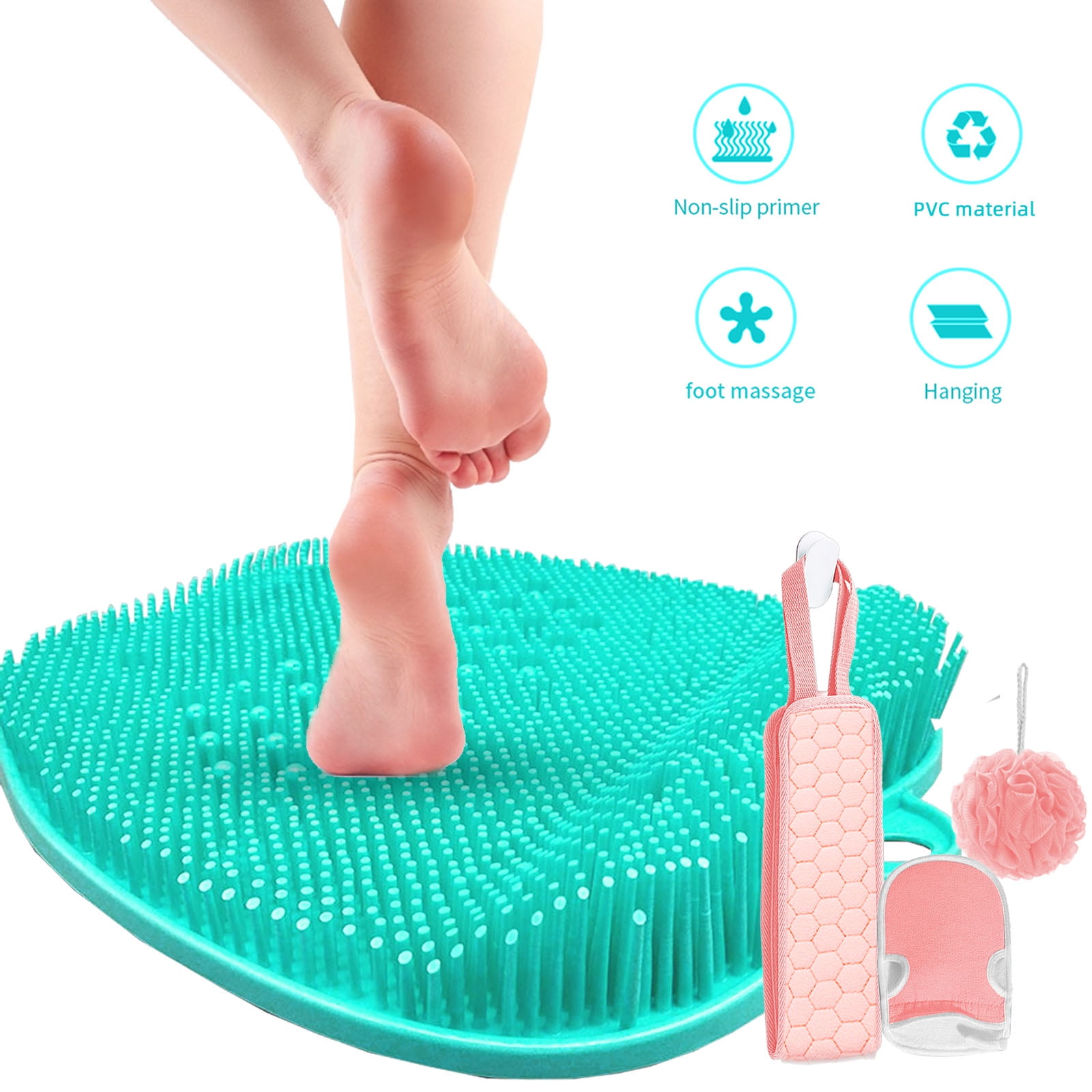 BTMETER Shower Foot Massager with 3piece Body Shower Scrubber Feet