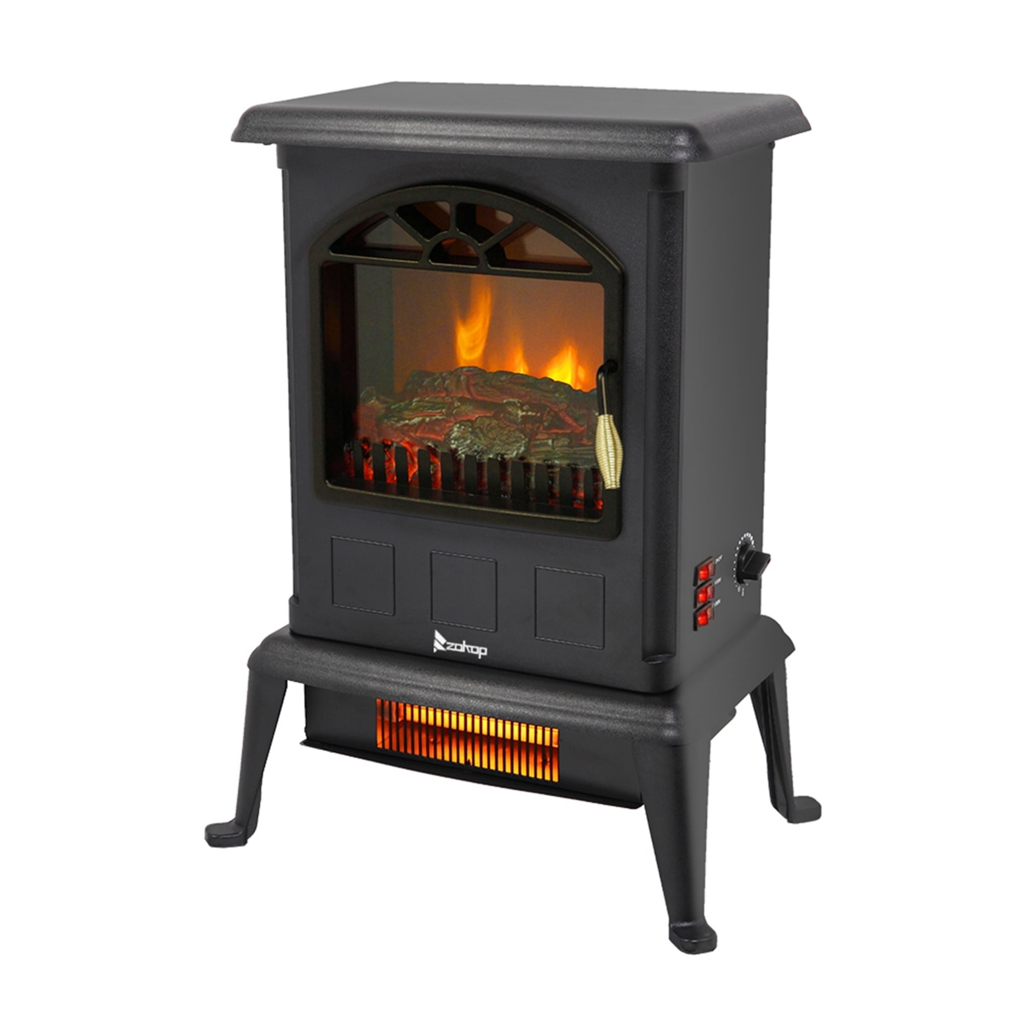 BTMWAY 1500W Portable Infrared Space Heater for Inside Home, Electric Fireplace Stove with Safety Shut Off, 2 Heat Settings, Cool Touch Exterior, 5118 BTU