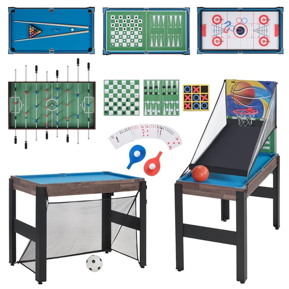 16 in 1 Combo Game Table, SHINPT Game Table for Kids/Adults, 48" Multi Game Table with Foosball, Billiards, Ping Pong, Air Hockey, Board Game table for Game Room, Backyard & Family Gatherings
