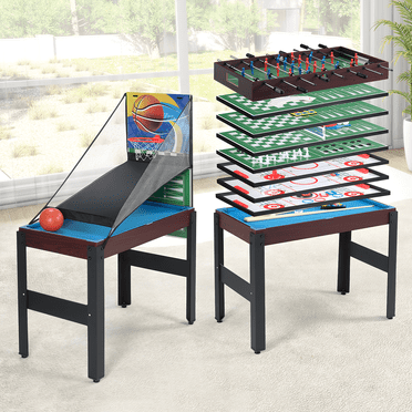 BTMWAY 16-in-1 Multi Game Table, 48" Combo Game Table Set for Game Room, Game Table with Bow, Arrow, Basketball, Football, Hockey, Foosball, Shuffleboard, Ping Pong, Chess, Checkers, Bowling