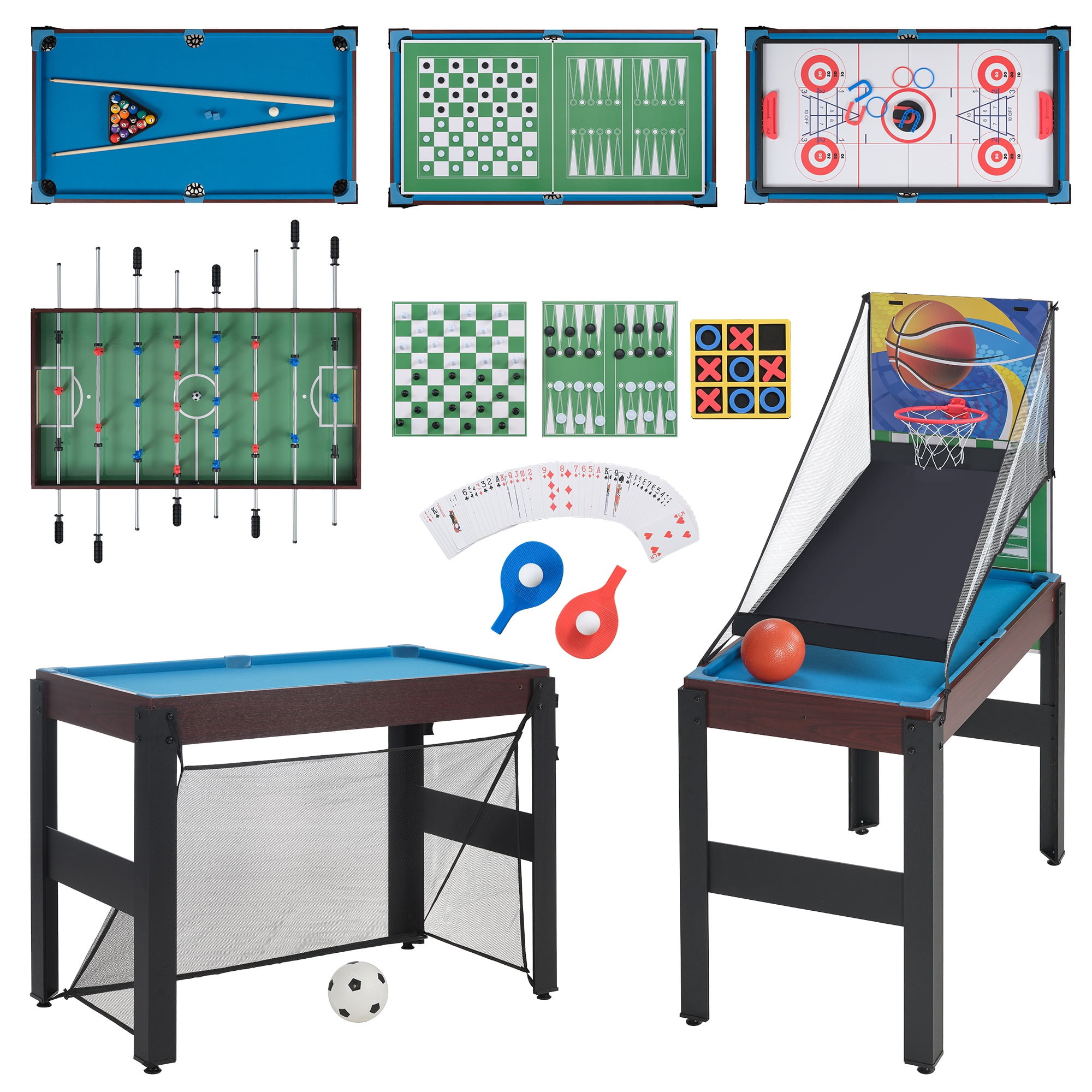 16 in 1 Combo Game Table, SHINPT Game Table for Kids/Adults, 48" Multi Game Table with Foosball, Billiards, Ping Pong, Air Hockey, Board Game table for Game Room, Backyard & Family Gatherings