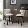 thumbnail image 1 of BTMWAY 180° Swivel Bar Stools Sets of 2, Modern Linen Fabric Upholstered Counter Height Bar Chairs with Gold Nailhead Trim and Metal Legs, Counter Stools with Button Tufted Wing-Back, Beige, 1 of 13