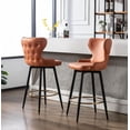 thumbnail image 1 of BTMWAY 180° Swivel Bar Stools Sets of 2, Thickened Leather Fabric Upholstered Counter Height Bar Chairs with Gold Nailhead Trim and Metal Legs, Counter Stools with Button Tufted Wing-Back, Orange, 1 of 9