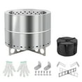 thumbnail image 1 of SHINPT 19.3 x 19.3 x 16.7in Stainless Steel Smokeless Fire Pit with Carry Bag, Portable Wood Burning Fire Pit Tabletop for Outside Patio Camping and Bonfire, Silver, 1 of 9
