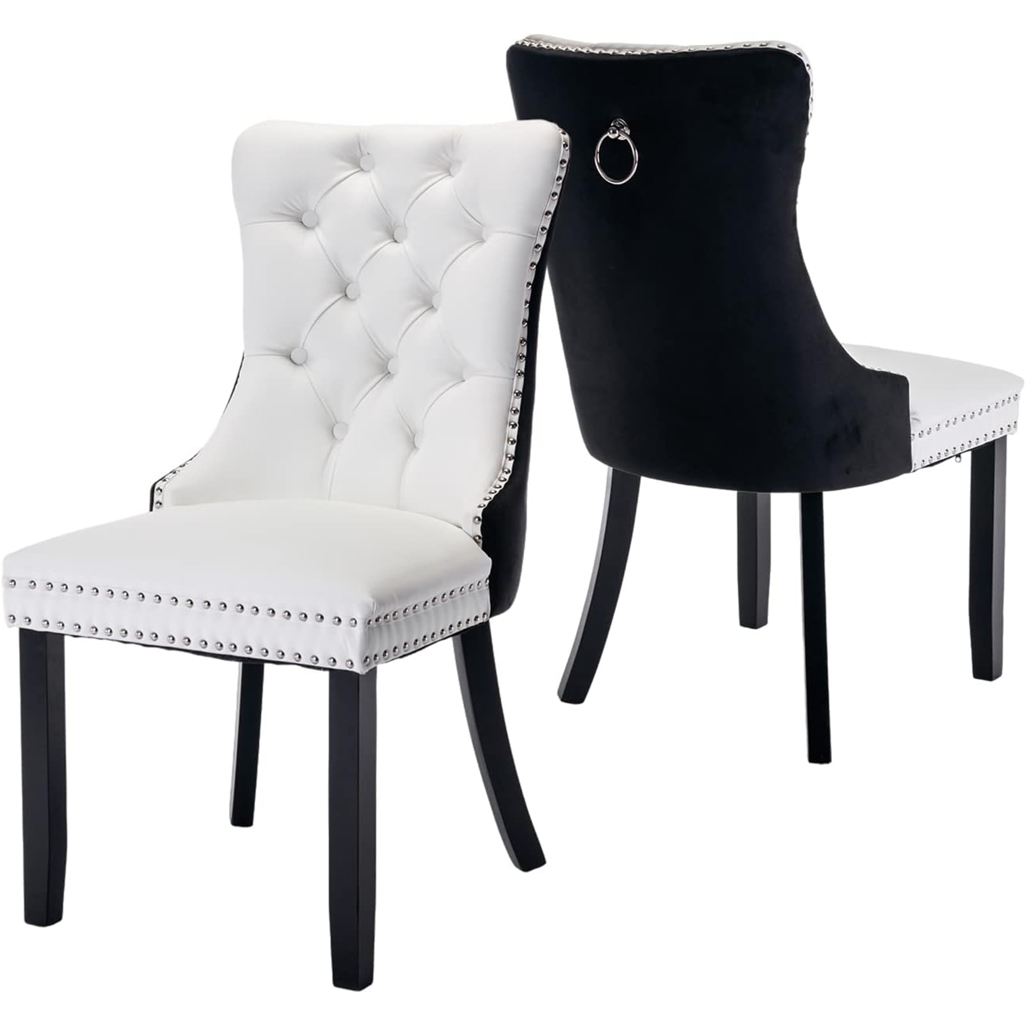 LegaHome 2 Piece Dining Chairs Set, PU Leather and Velvet Dining Chairs