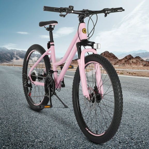 SHINPT 24" Mountain Bike for Teenagers and Adult, Mountain Bicycles with Dual Disc Brakes, Shimano 21 Speeds Bicycles for Men, Adult Bicycle with Comfort Saddle, Commuter Bike