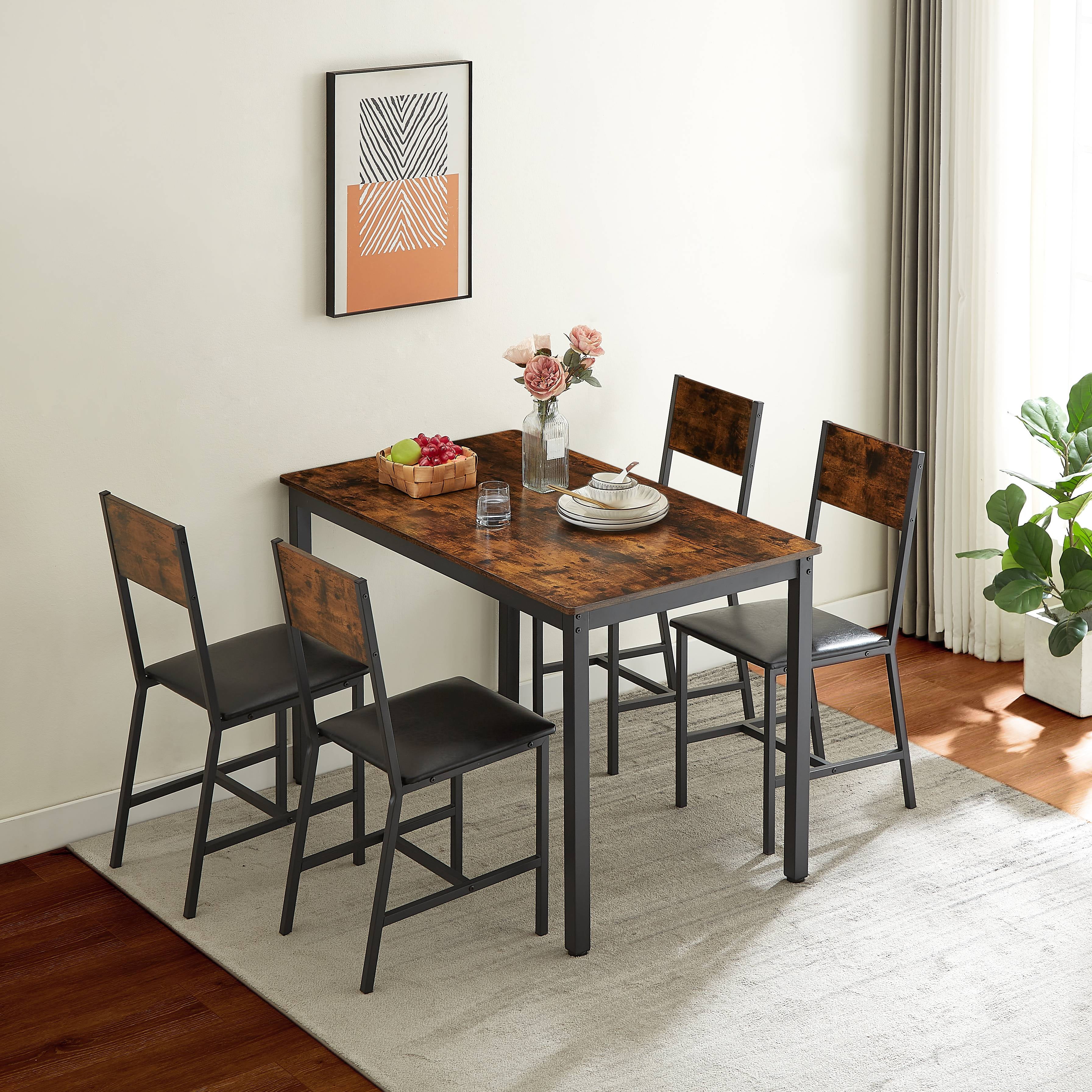 BTMWAY 5-Piece Kitchen Table and Chair Set, Modern Metal Counter Height Dining Set for 4 ...