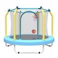 thumbnail image 1 of SHINPT 55" Kids Trampoline for Kids Age2-8, Indoor/Outdoor Toddler Trampoline Featuring Safety Handle, Easy Assembly, Entertainment Trampoline Basketball Hoop for Backyard, Patio, 1 of 8