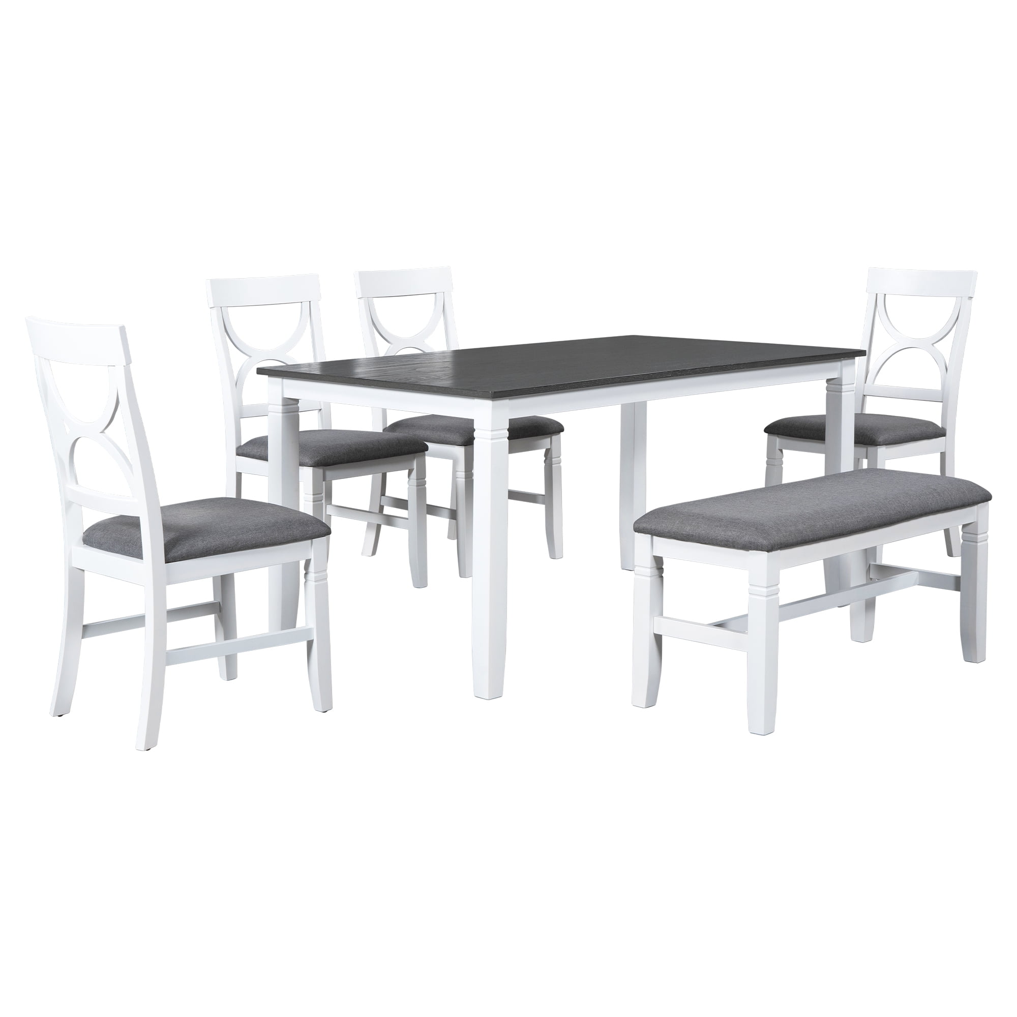 BTMWAY 6 Piece Dining Table Set, Solid Wood Dining Room Table and 4 ...
