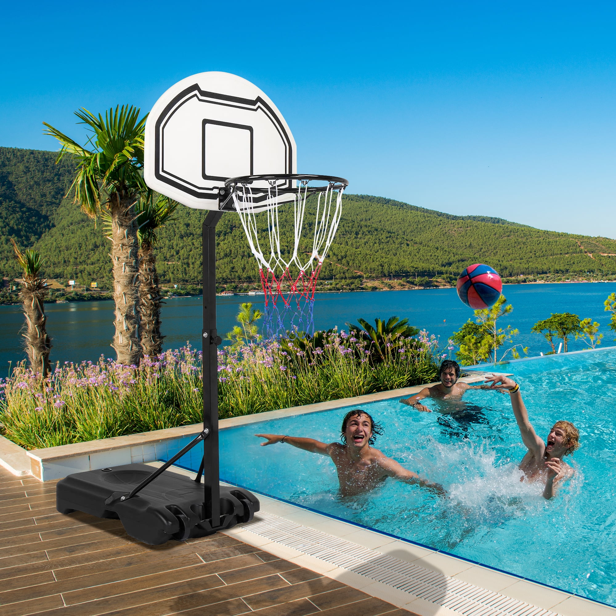 BTMWAY Adjustable Height Poolside Basketball System - Walmart.com
