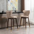 thumbnail image 1 of BTMWAY Bar Chairs Set of 2, Modern Upholstered Bar Stools with Gold Nailhead Trim and Solid Wood Legs, Leisure Cushioned Counter Stools with Wing-Back Backrest and Golden Footrest, Beige, 1 of 12