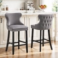 thumbnail image 1 of Bar Stools Set of 2, LegaHome 26" Counter Height Bar Stools with Back Sets of 2, Velvet Upholstered Gray Bar Stool with Button Tufted & Nailhead Trim, Counter Stool for 35-39" Kitchen Island, 1 of 11