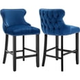 thumbnail image 1 of Bar Stools Set of 2, LegaHome Velvet Upholstered Bar Stools with Back Sets of 2, Counter Height Bar Chair with Button Tufted & Nailhead Trim & Solid Wood Legs for Kitchen Island, Blue, 1 of 8