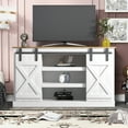 BTMWAY Barn Door TV Stand, Farmhouse Sliding Barn Door TV Up to