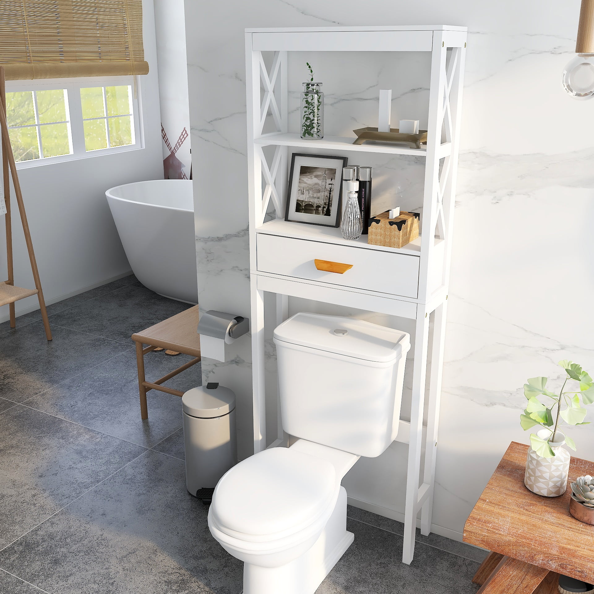 Legahome Bathroom Organizer Cabinet, Home Over-The-Toilet Storage with ...